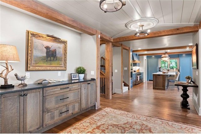 1211 172nd Ave, Balsam Lake, WI 54810 - corridor featuring wood finished floors and wooden ceiling