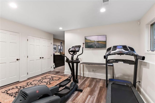 1211 172nd Ave, Balsam Lake, WI 54810 - workout area featuring wood finished floors and recessed lighting