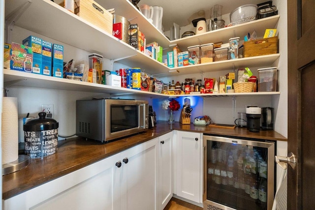 storage area with wine cooler