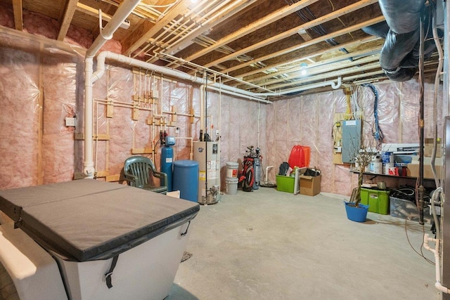 unfinished below grade area with water heater