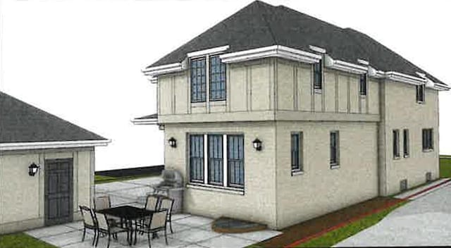 6054 N Bay Ridge Ave, Whitefish Bay, WI 53217 - back of property with a patio, stucco siding, and board and batten siding