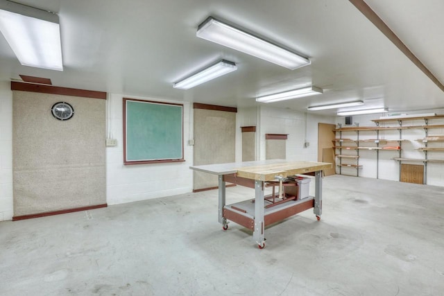 below grade area with a workshop area