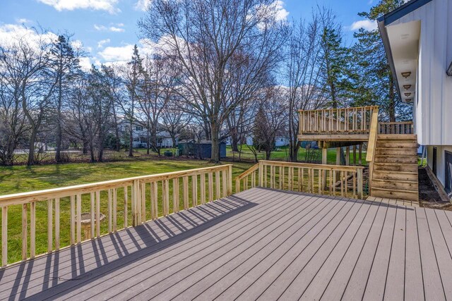 2941 Chapel Ln, Mount Pleasant, WI 53406 - deck featuring stairway, fence, and a yard