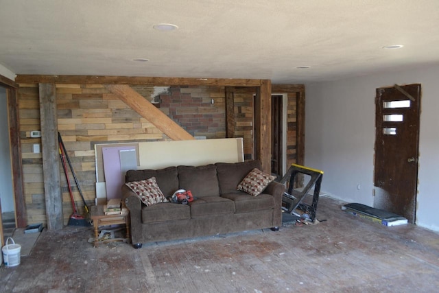 living area with recessed lighting