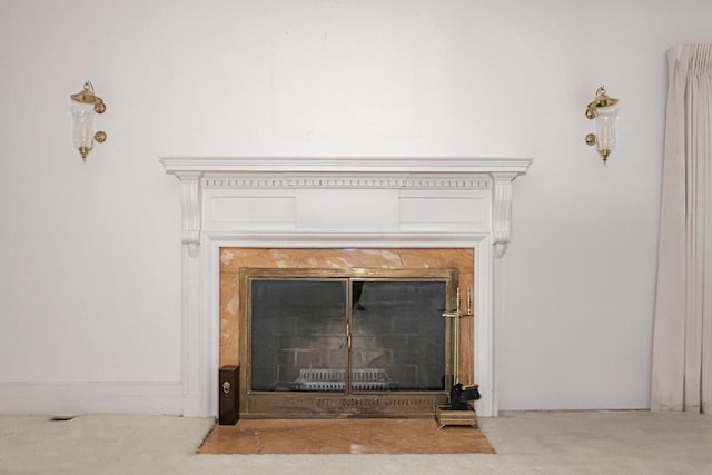 328 Wilson St, Winona, MN 55987 - interior details with carpet floors and a premium fireplace