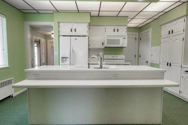 328 Wilson St, Winona, MN 55987 - bathroom with radiator, a drop ceiling, and a sink