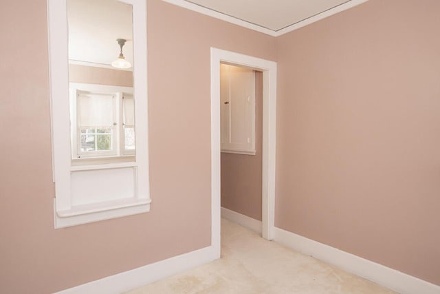 328 Wilson St, Winona, MN 55987 - empty room featuring baseboards, carpet floors, and crown molding