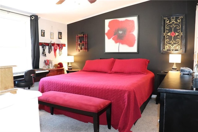 12188 Old Trl, Wisconsin Rapids, WI 54494 - bedroom featuring carpet flooring, a ceiling fan, lofted ceiling, and an office area