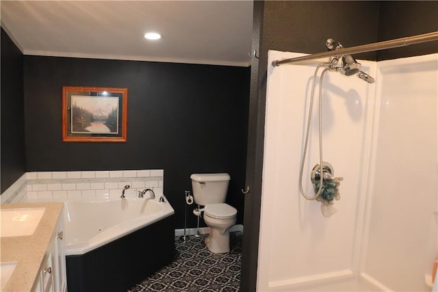 12188 Old Trl, Wisconsin Rapids, WI 54494 - bathroom featuring a tub with jets, a stall shower, and recessed lighting