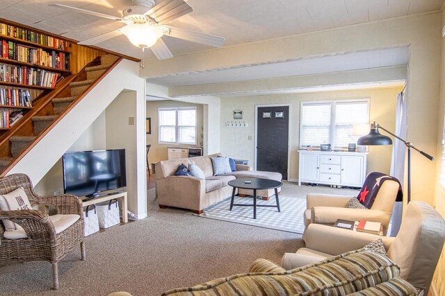 N4142 Sleepy Hollow Rd, Cambridge, WI 53523 - living room with carpet and ceiling fan