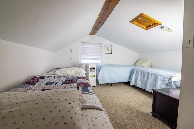 N4142 Sleepy Hollow Rd, Cambridge, WI 53523 - bedroom with lofted ceiling with beams and carpet