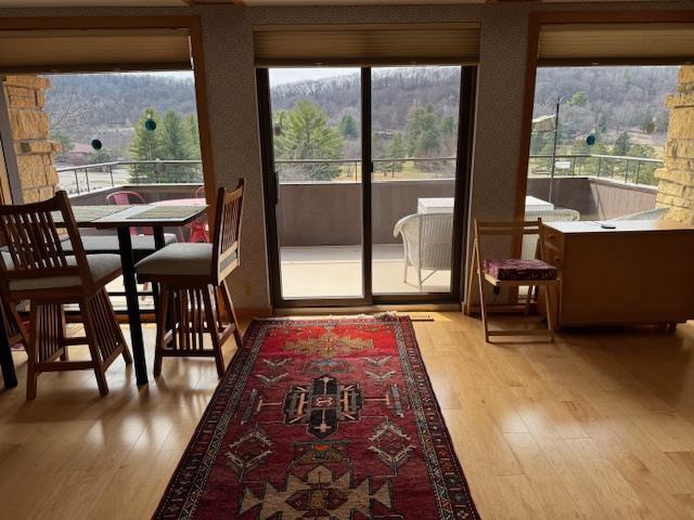 doorway with wood finished floors