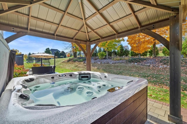 1549 Cambridge Ct, Hubertus, WI 53033 - deck featuring a gazebo and a hot tub