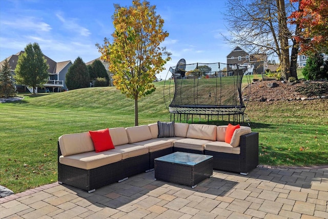 1549 Cambridge Ct, Hubertus, WI 53033 - view of patio / terrace with outdoor lounge area and a trampoline