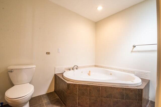 9506 296th Ave, Salem, WI 53168 - full bathroom with recessed lighting, a garden tub, toilet, and tile patterned floors