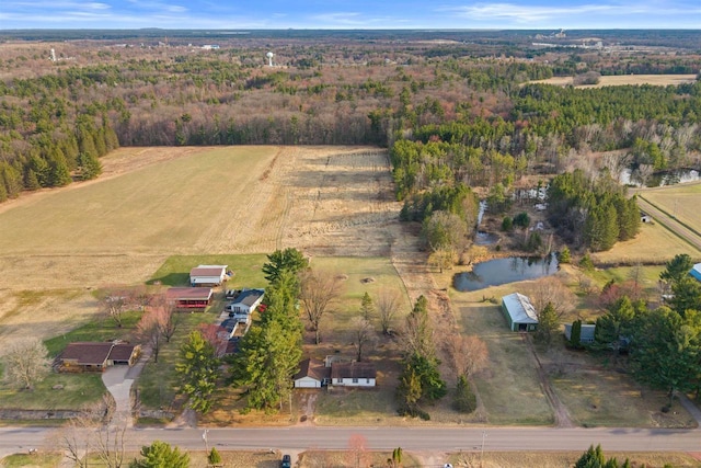 771 Seneca Rd, Wisconsin Rapids, WI 54495 - bird's eye view featuring a rural view, a view of trees, and a water view