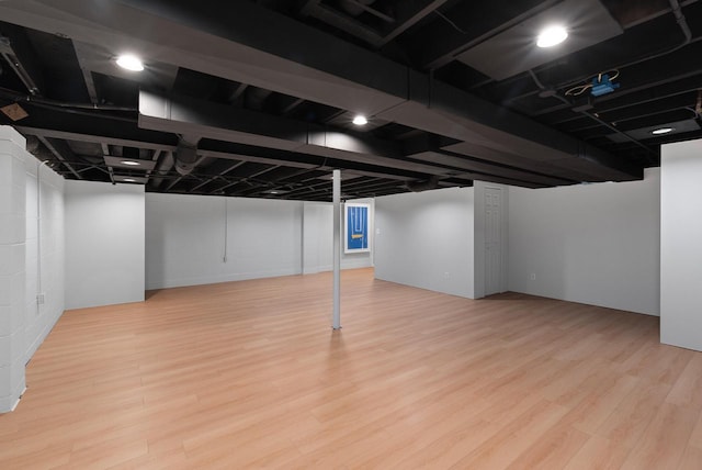 finished below grade area with wood finished floors