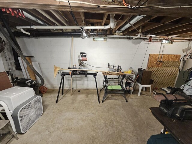 W5691 Cedar Trl, Neshkoro, WI 54960 - unfinished below grade area featuring concrete block wall