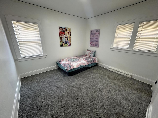 4271 N 26th St, Milwaukee, WI 53209 - bedroom with a baseboard radiator, carpet flooring, and baseboards
