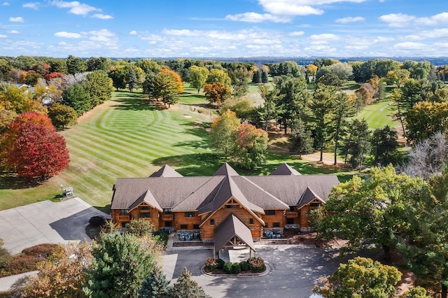 aerial view with view of golf course