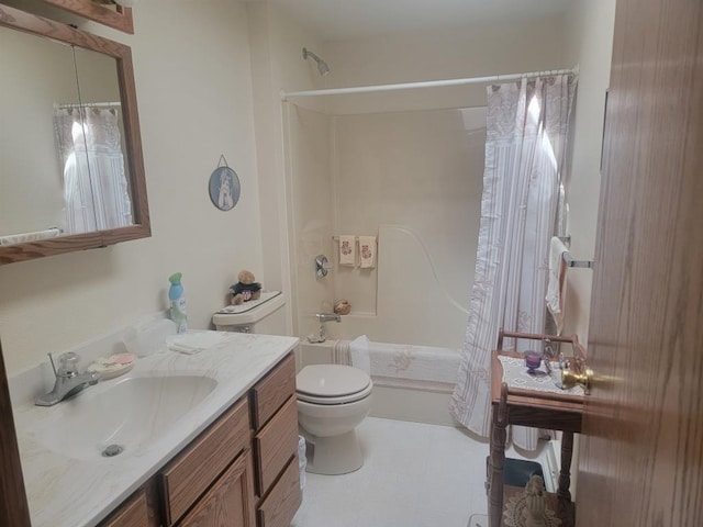 S5026 Greenfield Ln, Baraboo, WI 53913 - bathroom with shower / tub combo, tile patterned floors, vanity, and toilet