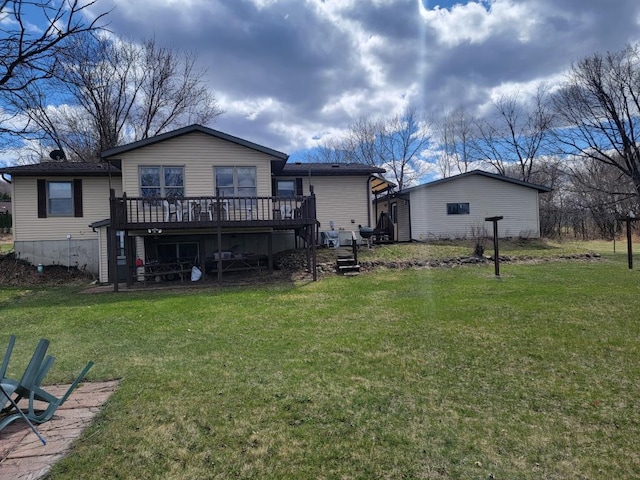 S5026 Greenfield Ln, Baraboo, WI 53913 - rear view of house featuring a wooden deck and a yard