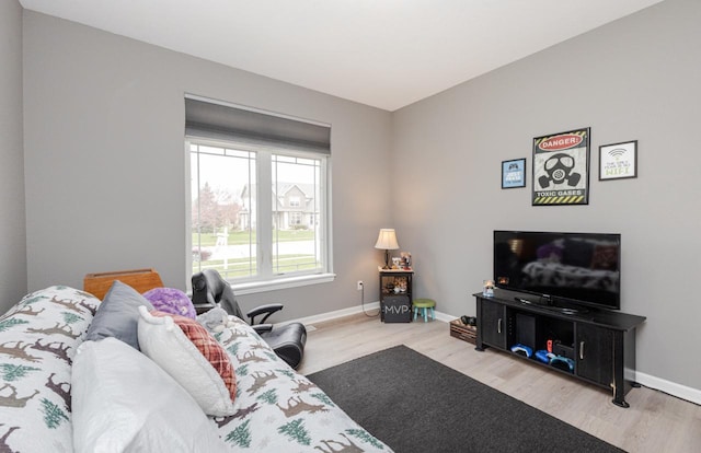 living room with wood finished floors and baseboards