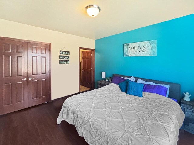 302 N Van Buren St, Green Bay, WI 54301 - bedroom with baseboards, wood finished floors, and a closet