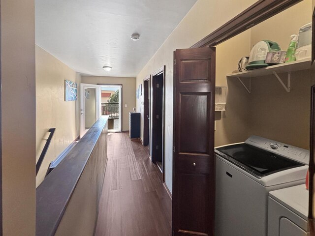 302 N Van Buren St, Green Bay, WI 54301 - washroom with dark wood-type flooring, washer and dryer, and laundry area