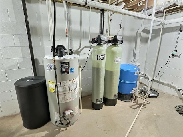 utility room with water heater