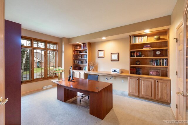 806 Stagecoach Trl, Madison, WI 53717 - office area with light colored carpet, baseboards, visible vents, and recessed lighting