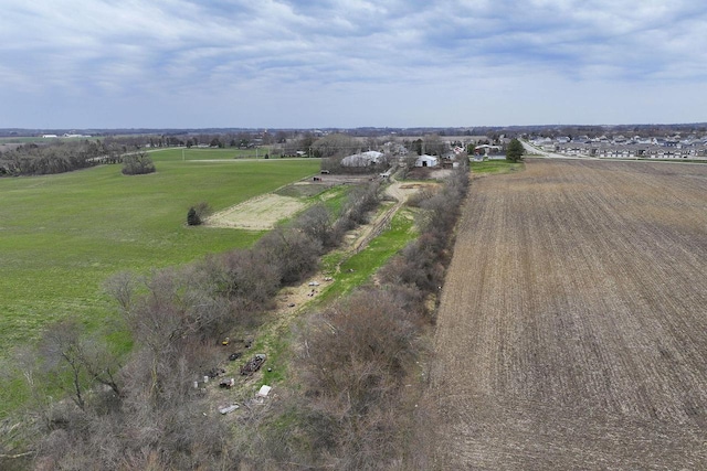 aerial view with a rural view