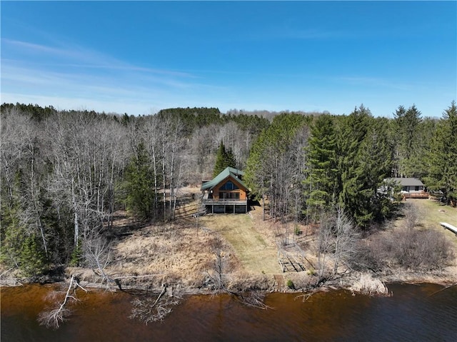 5044 Clayton Rd, Winter, WI 54896 - aerial view featuring a water view and a wooded view