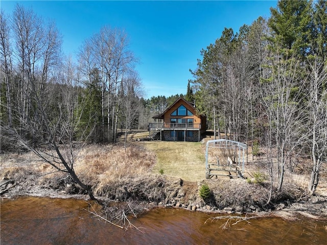 5044 Clayton Rd, Winter, WI 54896 - back of property with a wooden deck