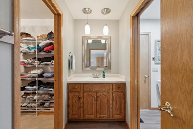 2555 W Deer Path Trl, Janesville, WI 53545 - bathroom with vanity and a walk in closet