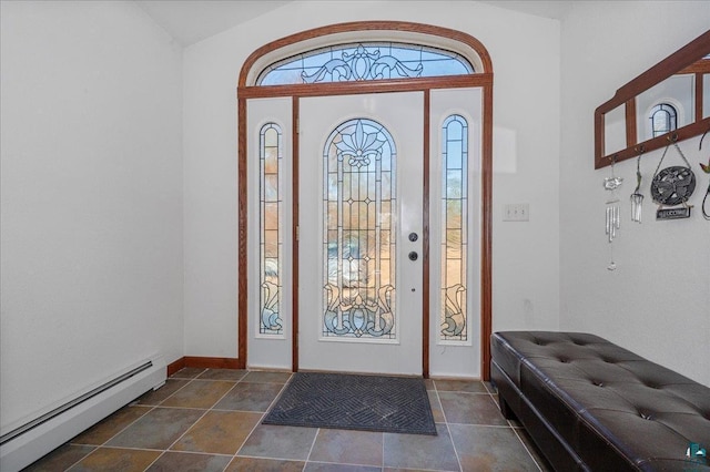W7604 Sleepy Eye Rd, Minong, WI 54859 - entryway with vaulted ceiling and a baseboard radiator