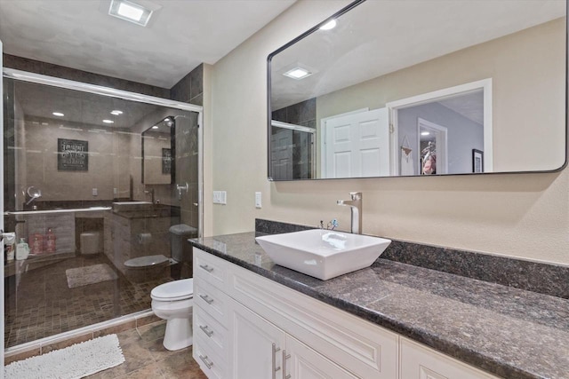4441 N John Paul Rd, Milton, WI 53546 - bathroom featuring vanity, toilet, and a shower stall