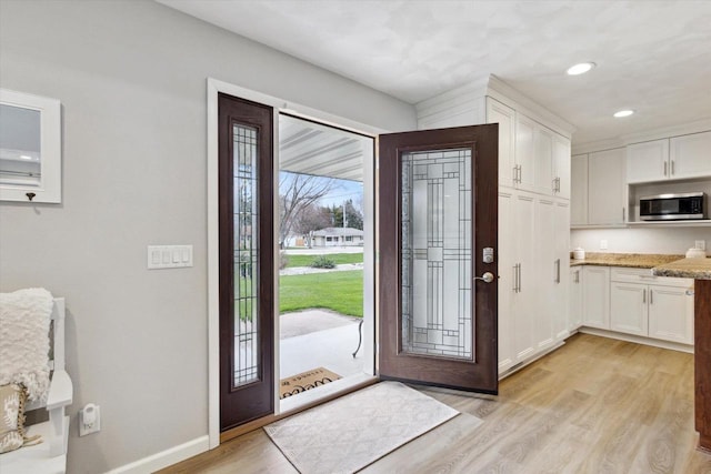 4441 N John Paul Rd, Milton, WI 53546 - foyer entrance featuring recessed lighting, light wood-style flooring, and baseboards
