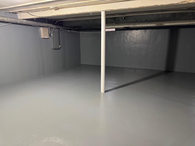 unfinished basement with electric panel