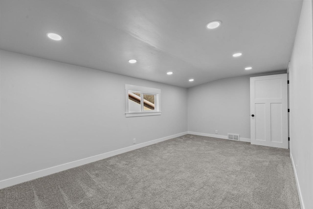 N5599 Mill St, Shiocton, WI 54170 - below grade area featuring recessed lighting, carpet floors, visible vents, and baseboards
