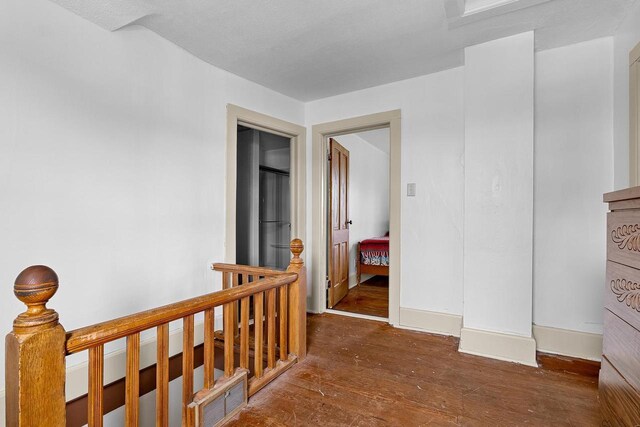 N2226 State Road 57, New Holstein, WI 53061 - corridor featuring baseboards, wood finished floors, and an upstairs landing