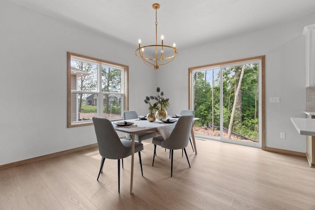 3216 Eclipse Dr, Green Bay, WI 54311 - dining space with a chandelier, light wood-style flooring, and healthy amount of natural light