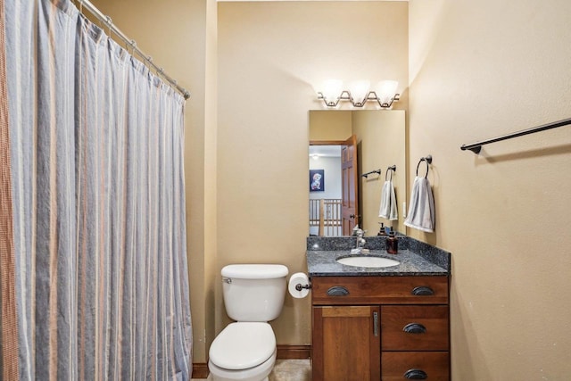 1310 Hanover Ct, Waunakee, WI 53597 - full bathroom featuring vanity, a shower with shower curtain, and toilet