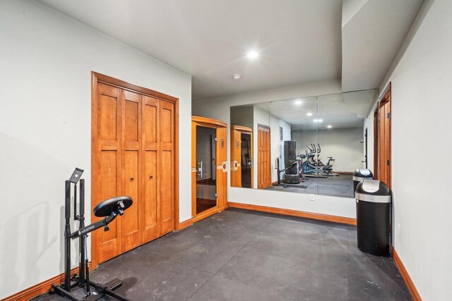1310 Hanover Ct, Waunakee, WI 53597 - exercise room with baseboards and recessed lighting