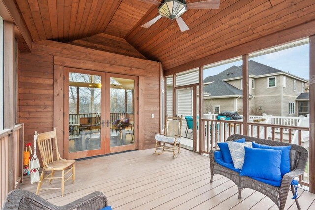1310 Hanover Ct, Waunakee, WI 53597 - sunroom / solarium with a ceiling fan and french doors