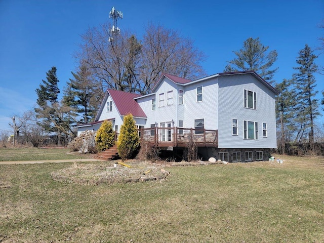 N14341 Fairground Ave, Owen, WI 54460 - view of side of property with a lawn and a wooden deck
