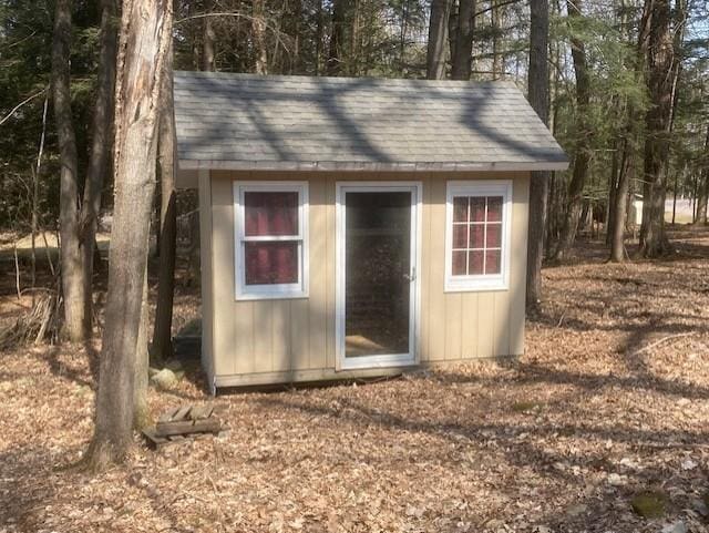 view of shed