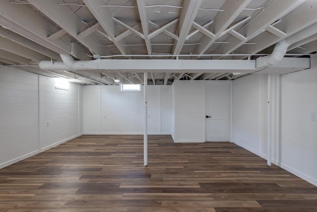 basement with wood finished floors