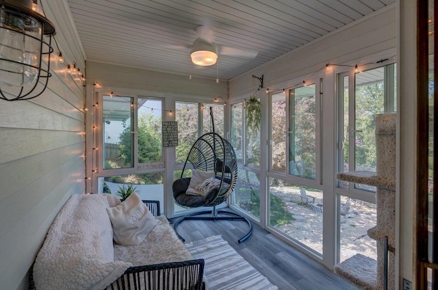 504 Lake St, Mount Horeb, WI 53572 - sunroom / solarium with healthy amount of natural light and ceiling fan