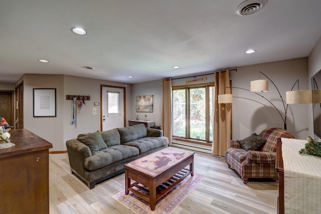 504 Lake St, Mount Horeb, WI 53572 - living room with light wood finished floors and recessed lighting